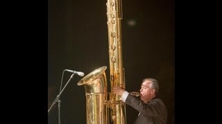 The giant J'Elle Stainer sub-contrabass saxophone